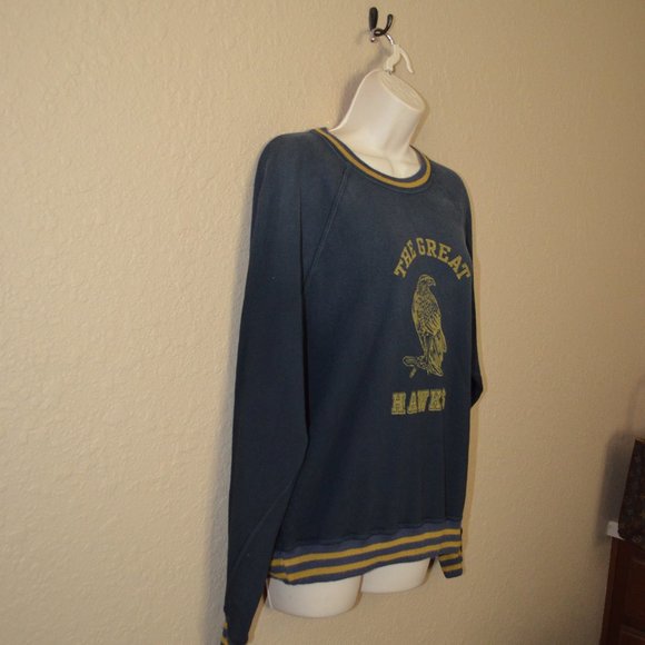 $245 Sz 1 S The Great. Navy College Hawks Long Sleeve Sweatshirt - Picture 6 of 7